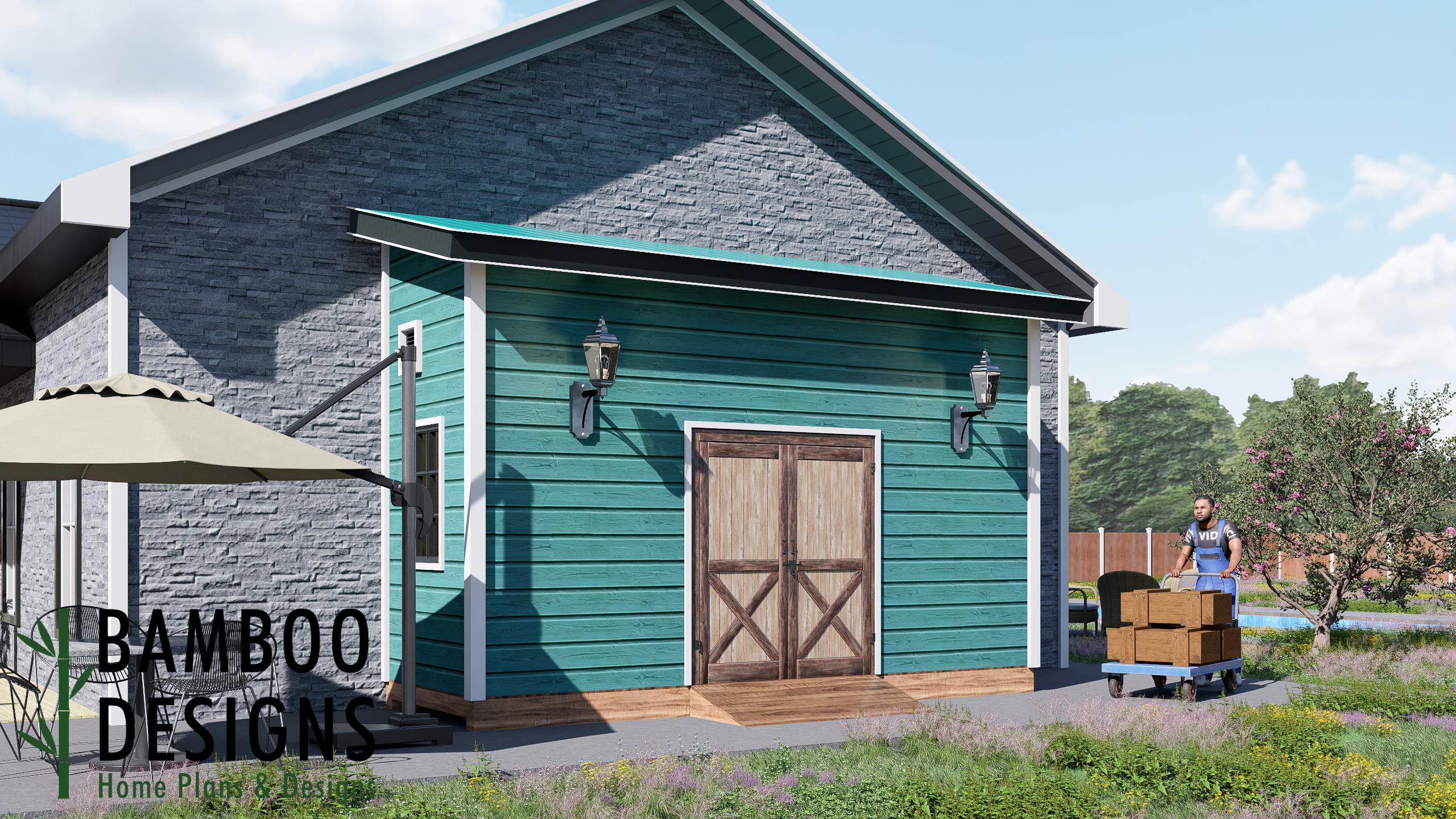 Image of Marla 6x18 Lean-To Shed Plan - Modern Storage Shed with Extended Roofline | DIY Lean-To Shed Plans