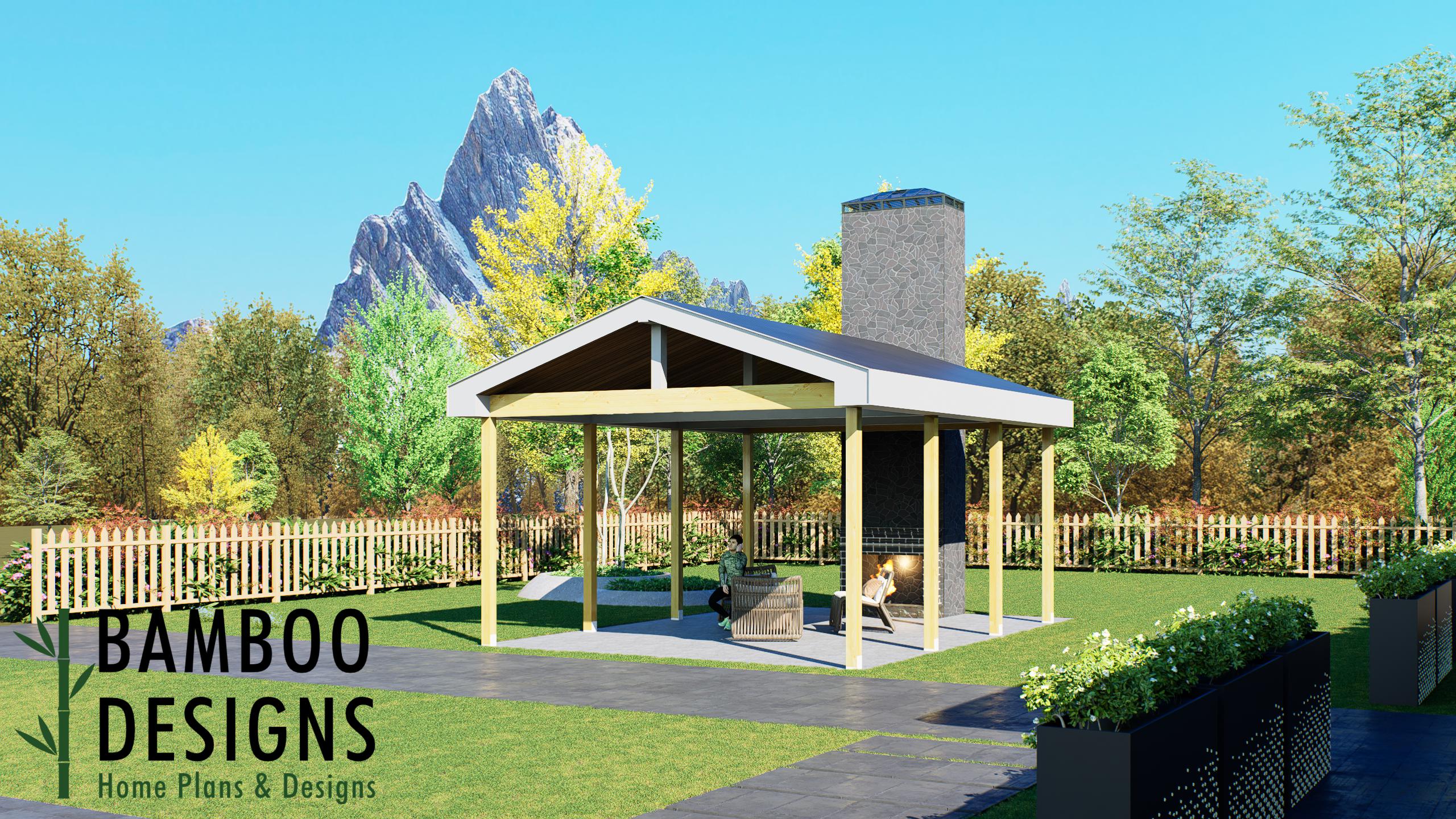Image of Tudor 18x24 Pavilion Plan – Modern Backyard Pavilion | DIY Plans