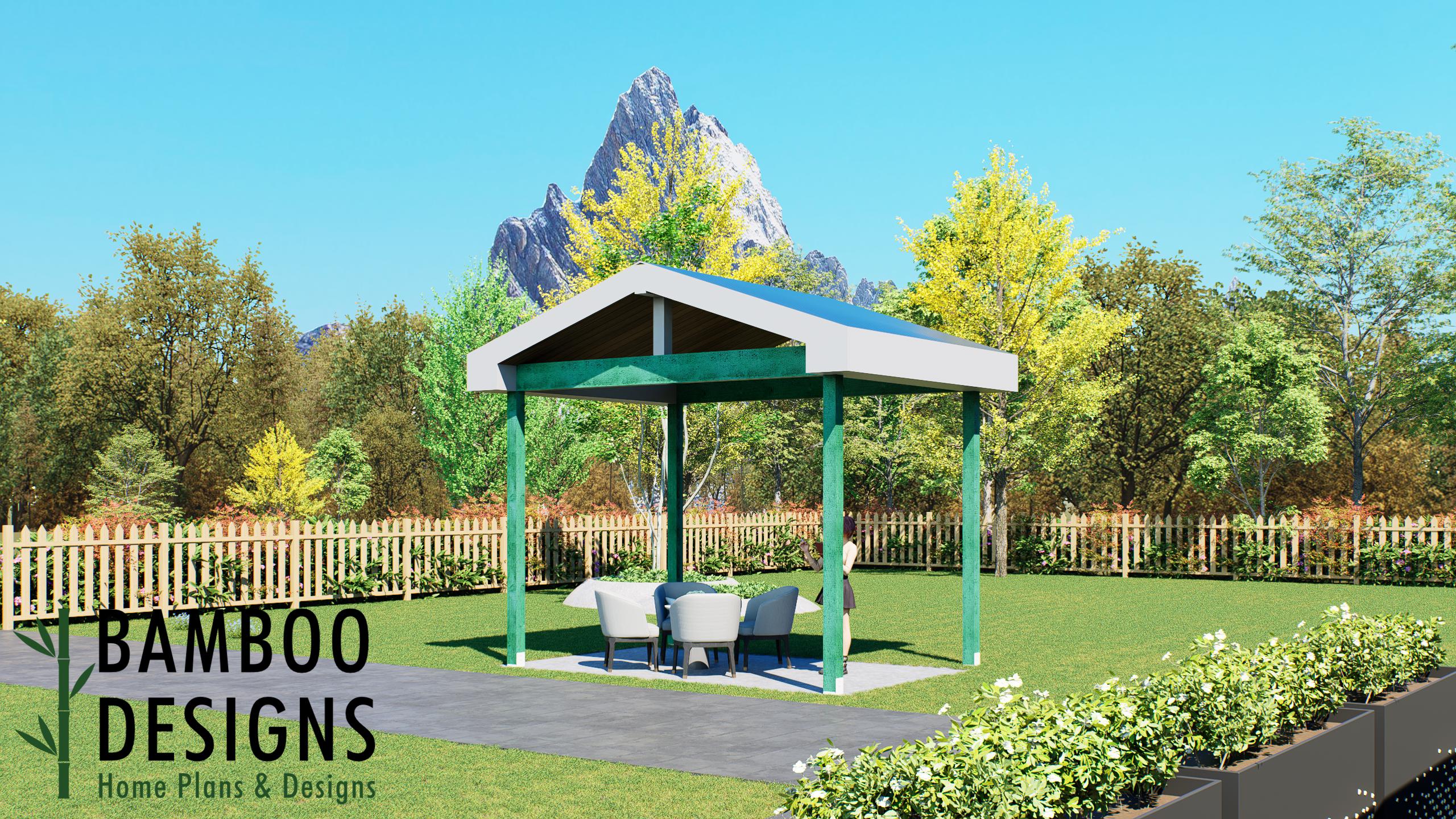 Image of Bertucci 14'x10' Pavilion Plan – A Classic Backyard Pavilion for Outdoor Comfort & Entertaining | DIY Plans