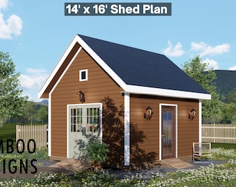 Helix 14x16 Gable Shed Plan – Modern Workshop, Studio, or Backyard Office | DIY Shed Design (PDF)