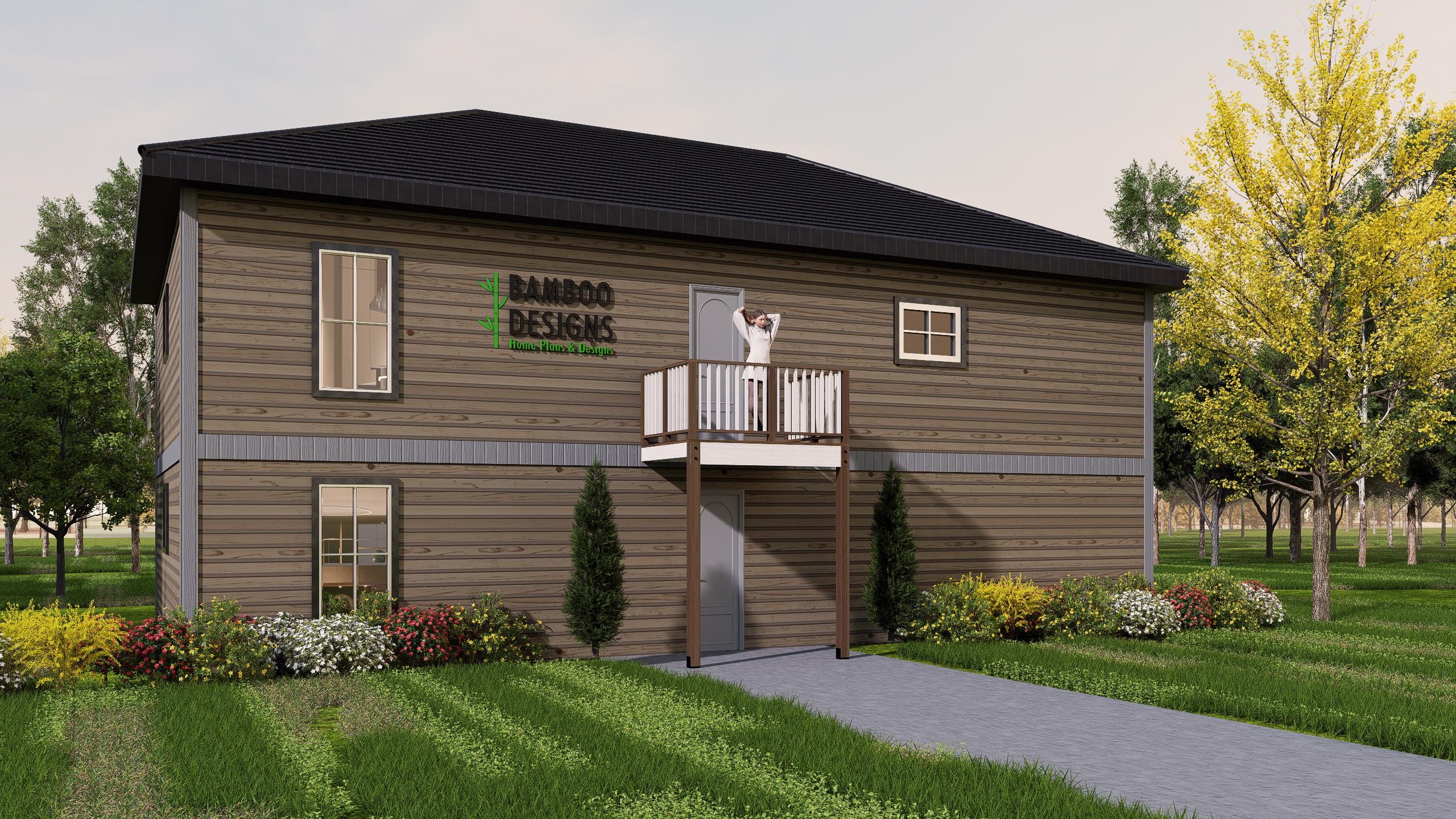 Image of Denver 6x8 Balcony Deck Plan - Elevated Walk-Out Balcony with Railing | PDF and DWG DIY Plans