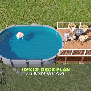 Guan Pool Deck Plan – 10x12 Above-Ground Pool Deck with 5-Step Staircase | DIY PDF Plans