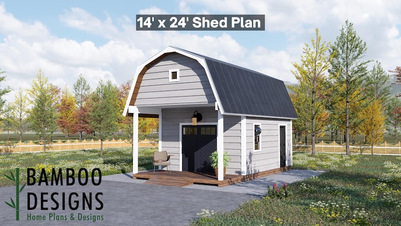 Wylie 14x24 Gambrel Roof Shed plan by Bamboo Designs