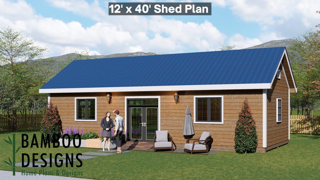 Saturn 12x40 Gable Roof Shed Plan – Extra-large Workshop, Studio, or ...