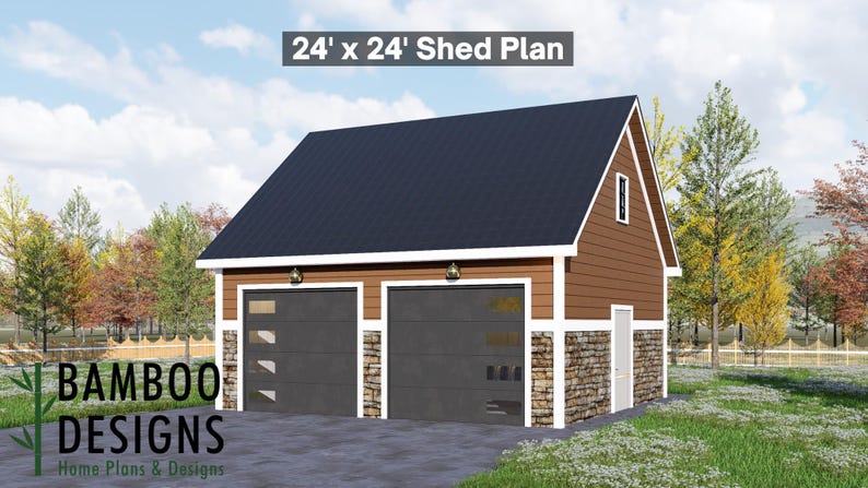 Bruin 24x24 Garage Shed plan by Bamboo Designs