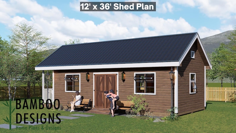 Venus 12x36 Gable Roof Shed plan by Bamboo Designs
