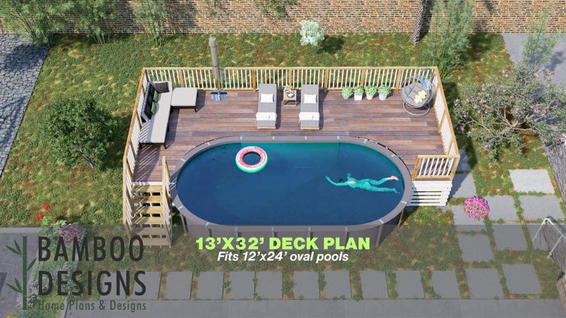 Mangrove Manor Pool Deck · 13x32 plan by Bamboo Designs