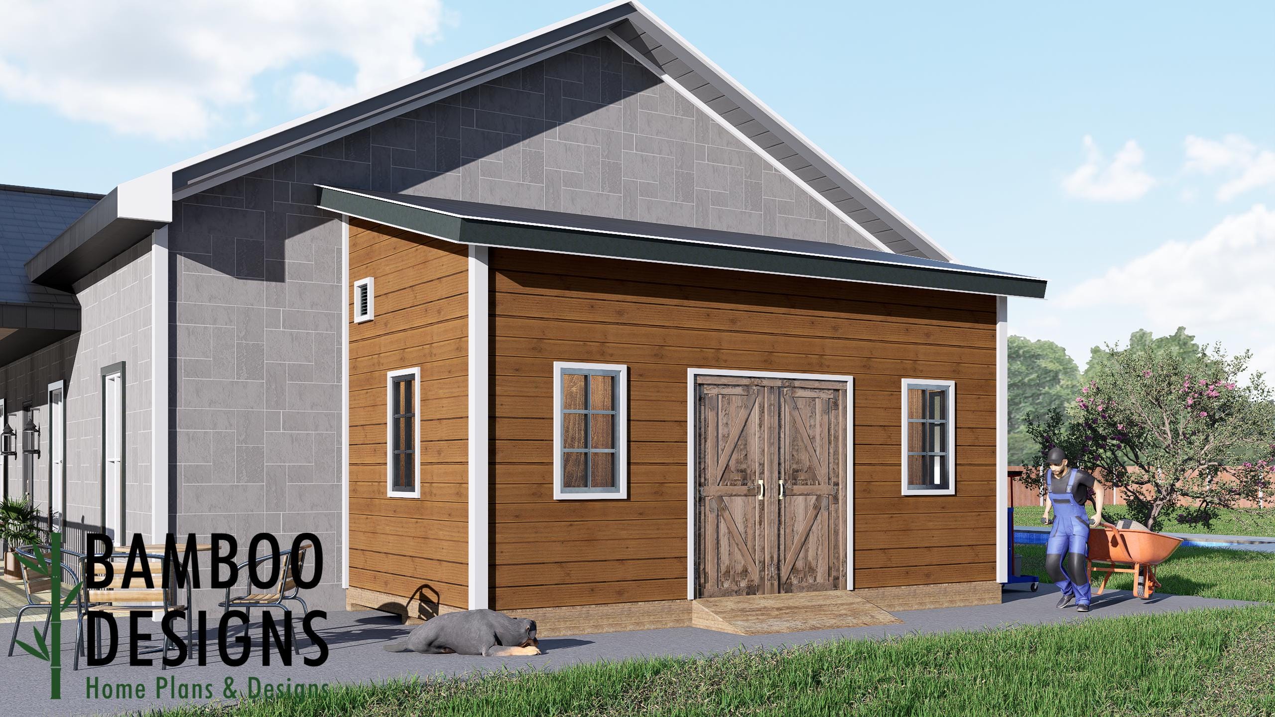 Image of Forrest 10x20 Lean-To Shed Plan - A Modern Shed With Clean Lines & Expanded Workspace| DIY Lean-To Shed Plans