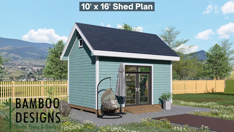 Neptune 10x16 Backyard Office Shed plan by Bamboo Designs