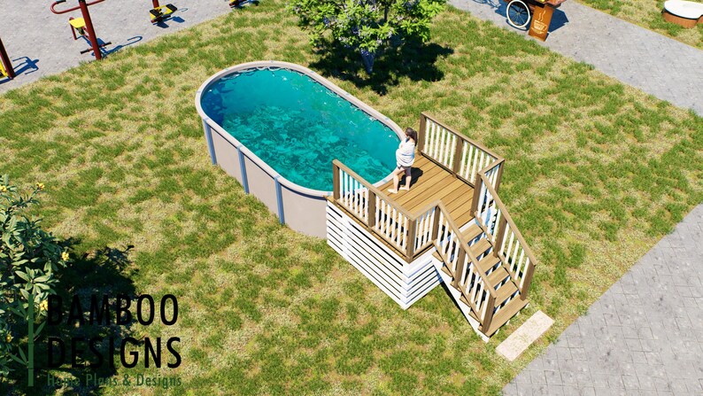 Perfecta Del Carrer Oval Pool Deck · 6x8 plan by Bamboo Designs