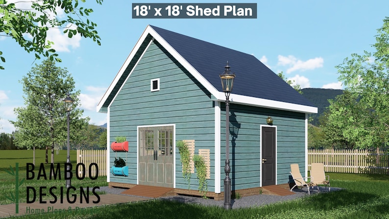 Pearl 18x18 Garage Shed plan by Bamboo Designs