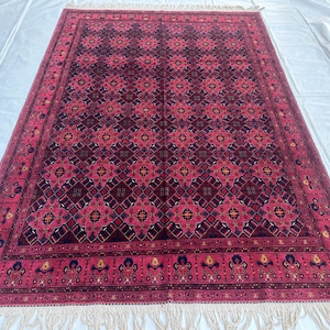 7X10 Super Silk Area Rug/ Oriental Silk Rug/Handwove Veg Dyes Silk Rug/ Soft Plie Silk Rug/ Afghan Turkmen Rug/ Unique Area Rug/ Hall Rug