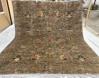 8X10 Super Sultani Beige Rug- Oriental Top Quality Handwove Rug- Soft Vegetable Dyes Wool Rug- Oriental Afghan Rug- Unique Hall Carpet