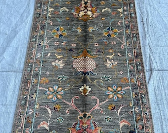 3x8 Luxury Runner Rug- Afghan Top Runner Rug-Handwove Natual Colors Carpet Rug-Traditional Rug- Rug For Bed Room Runner-Oriental Turkman Rug