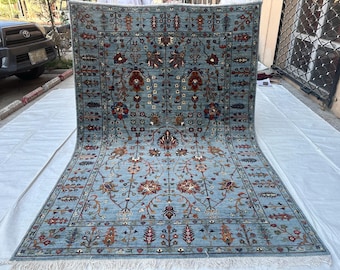 Super 6x8 Gray Sultani Rug/Unique Hand Knotted %100 Wool Rug/ Veg Soft Rug/ Afghan Top Quality Rug/ Traditional Rug/Oriental Living Room Rug