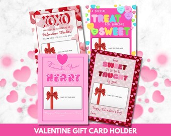 Porta tarjetas de regalo de San Valentín imprimible, agradecimiento de San Valentín para maestros, tarjeta de regalo dulce de San Valentín, agradecimiento para maestros, descarga instantánea