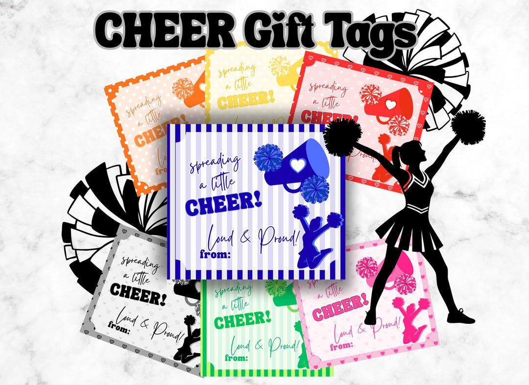 Cheer Gift Tags Printable 4x3.5” – Spread Cheer Favor Tags– Team Cheer ...