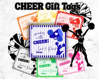 Etiquetas de regalo imprimibles para porristas (10 x 8,9 cm) – Etiquetas de regalo para porristas – Artículos para fiestas del equipo de porristas, descarga digital instantánea - Artículos para fiestas del equipo de porristas