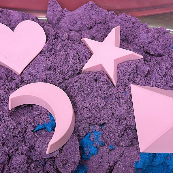 Sand Molds Bundle – Heart, Star, Pyramid, Moon Shapes – Beach Toy Set