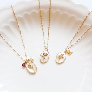 Birth Flower Necklace, Gold Filled Birth Month Flower Necklace, Bridesmaid Gift, Personalized Birth Flower, Birthday Gift
