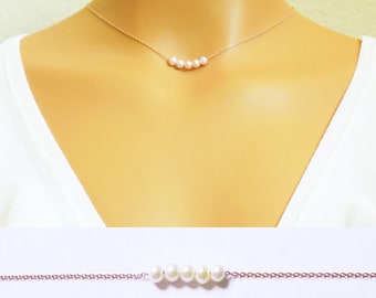 Tiny Pearl Necklace, Choose 1-7 Pearls, Pearl Choker Necklace Freshwater Pearl Dainty Pearl Necklace, bridesmaid gift, Birthday Gift