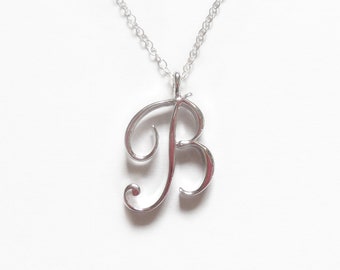 SADNESS N Initial Alphabet Pendant Necklace 925 Silver Gift for Mother