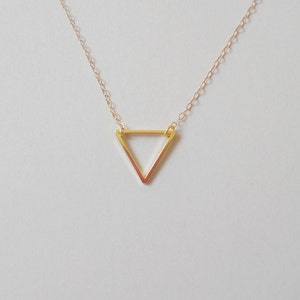 Simple Gold Triangle Necklace 14k Gold Fill chain FLOATING Triangle Petndant. Bridesmaid Gift  Perfect Layering Necklace Minimal, Delicate