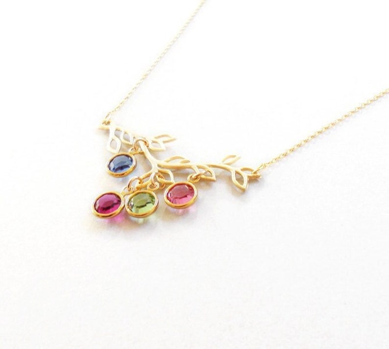 Family Birthstone Necklace Personalized Gold Filled Chain Family Tree birthstone Necklace,Birthday gift New Mom Gift Mothers Day Gift image 1