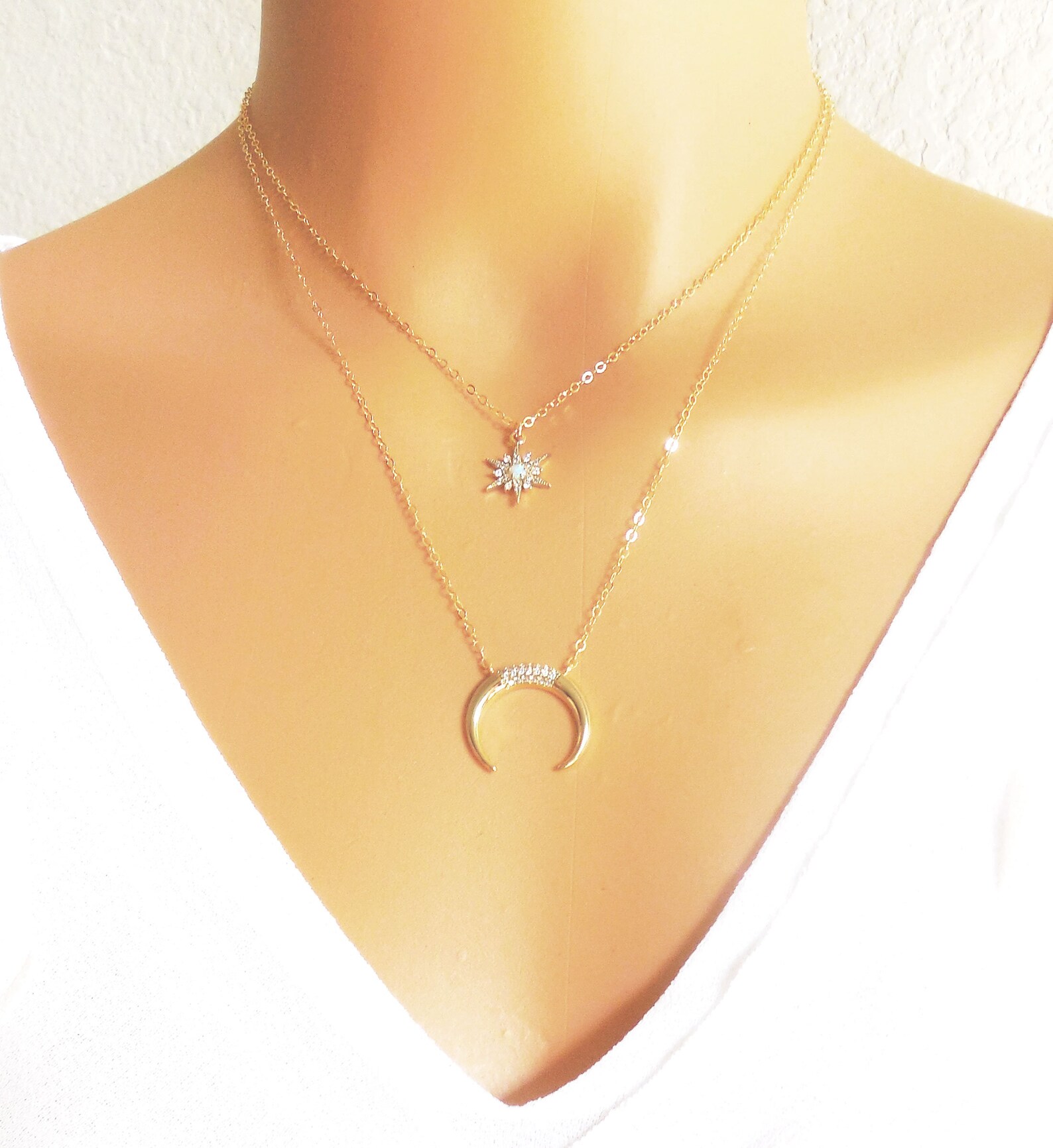 Opal Star Necklace Dainty Opal Necklace Celestial Jewelry Etsy