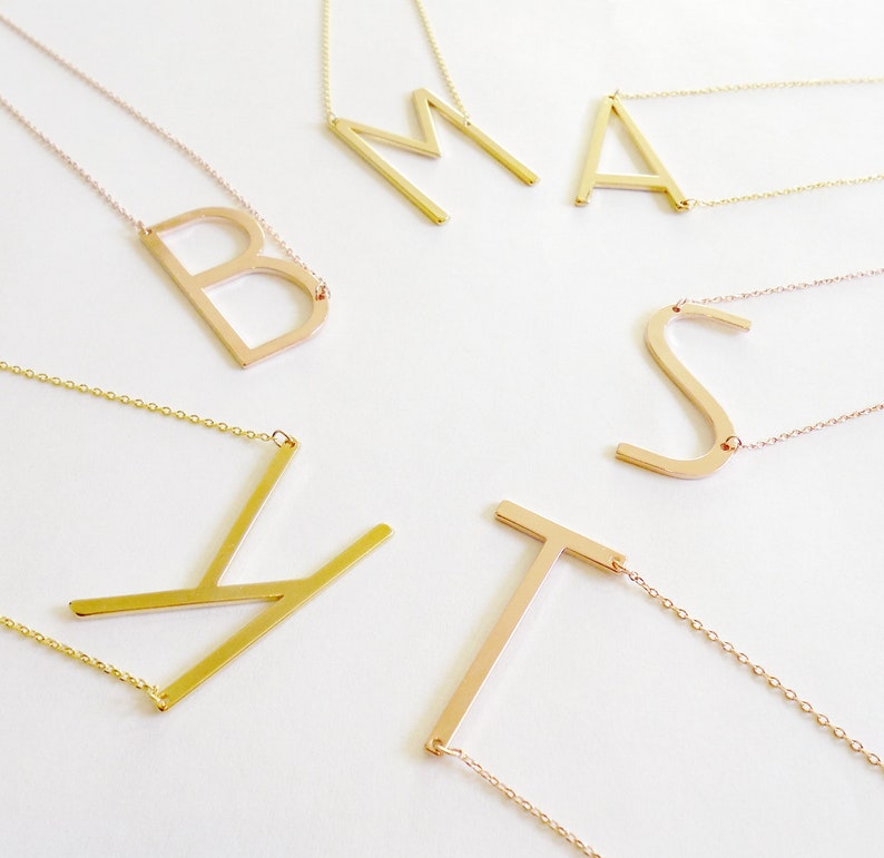 Large Letter Necklace/big Initial Necklace/monogram Etsy