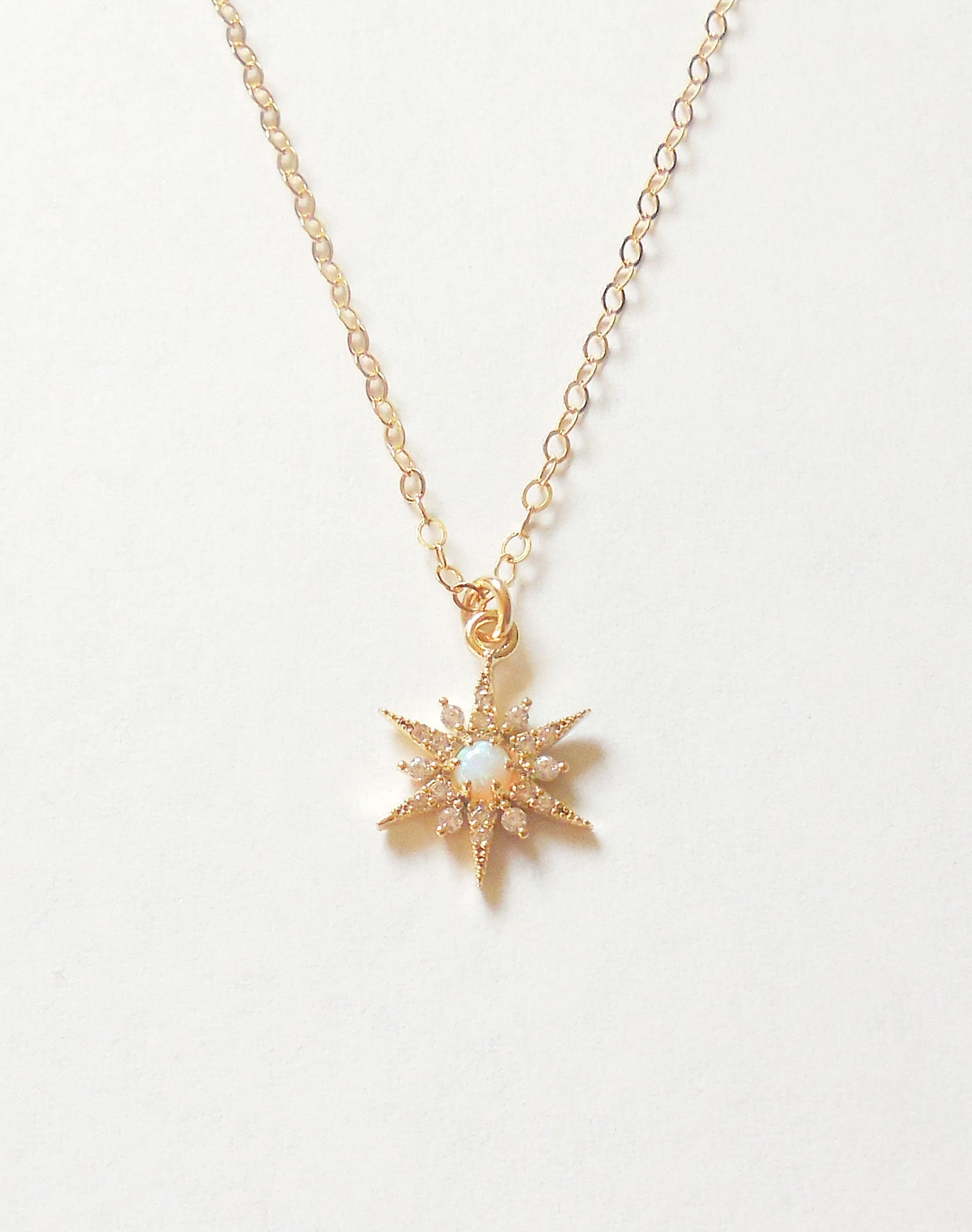 Opal Star Necklace Dainty Opal Necklace Celestial Jewelry Etsy