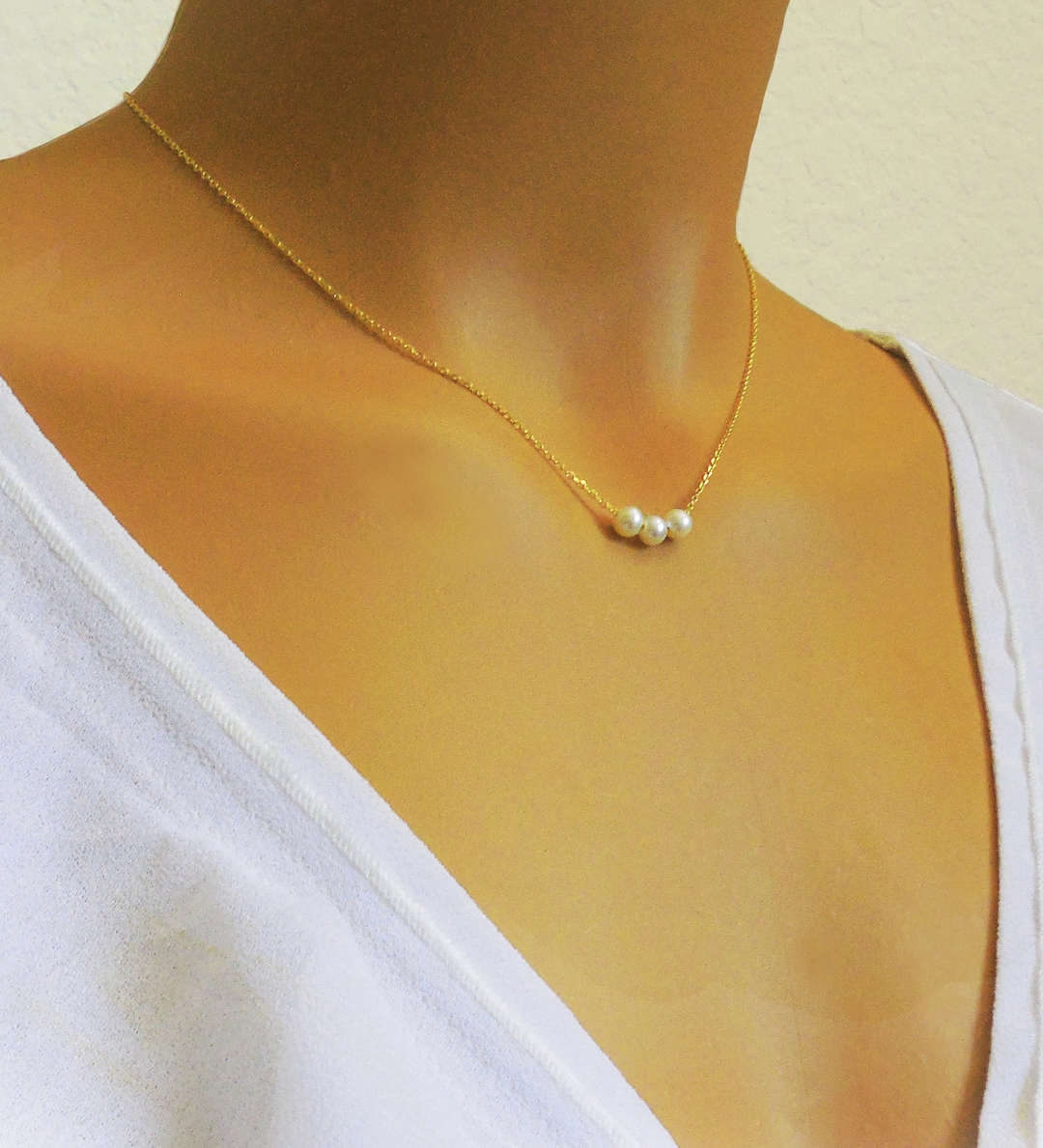Add on Pearl Necklace Real Pearl Necklace, Choose 17 Pearls 14k Gold