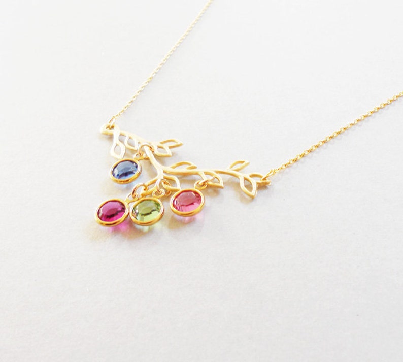 Family Birthstone Necklace Personalized Gold Filled Chain Family Tree birthstone Necklace,Birthday gift New Mom Gift Mothers Day Gift image 6