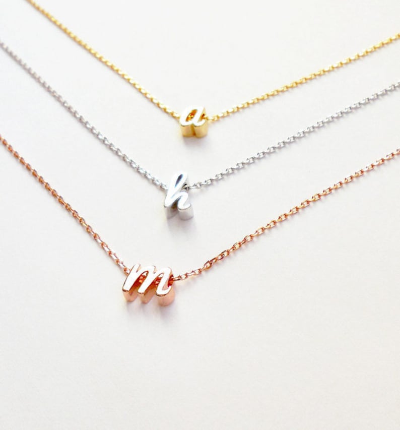 Tiny letter necklace, Personalized Bridesmaids Necklace Initial Gift Necklace, Letter Necklace, Dainty Necklace, birthday gift, Gift For Her 