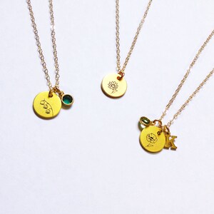 Dainty Birth Flower Necklace, Gold Filled Chain, Birth Month Flower Necklace, Personalized Jewelry, Bridesmaid Gift, Gift For Her