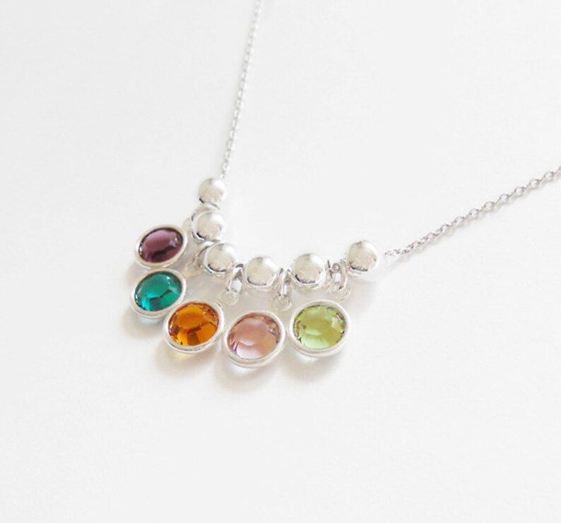 Sterling silver family birthstone necklace Clearance