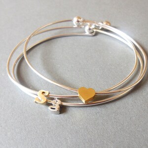 Heart Bangle.Three Color Heart Bracelet,t.3 Best Friends, Mom Of Twin.LOVE 3 Heart Bangle Bracelet image 5