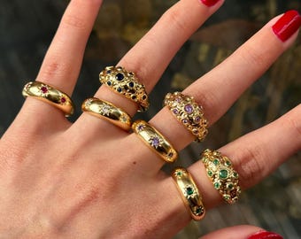 Adjustable Gold Plated Rings | Statement Band Jewelry