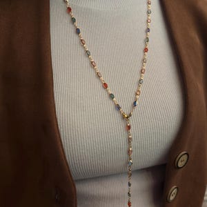 Multicolor Lariat Necklace Gold Plated Y Necklace
