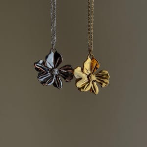Hibiscus Flower Necklace | Stainless Steel Tropical Pendant | Floral Summer Jewelry