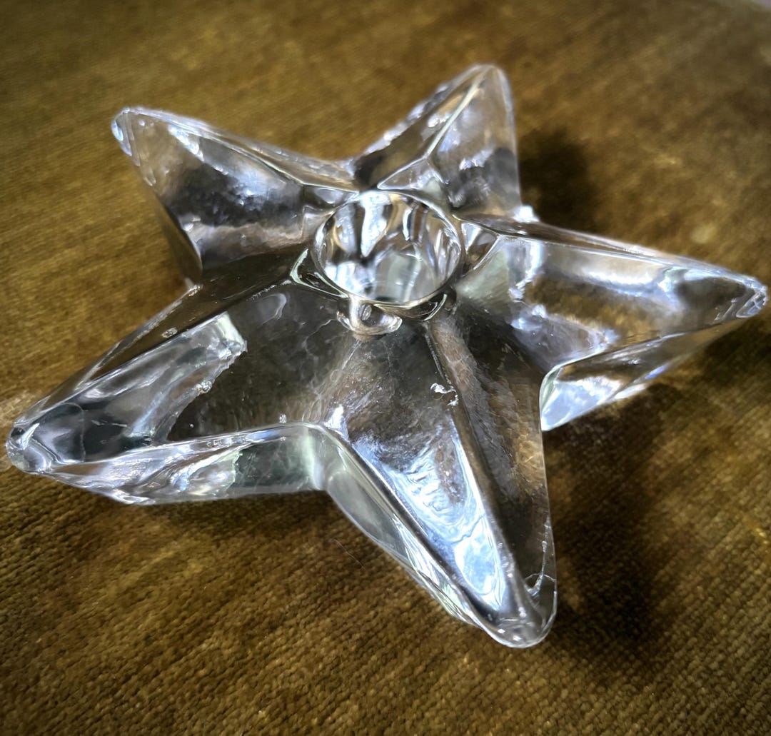 Heavy Glass Star Candlestick Holder - Etsy