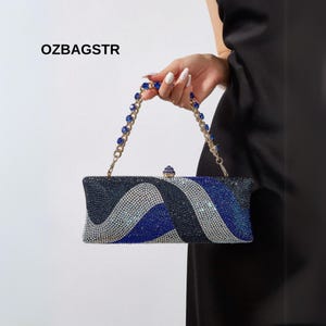 Lange Glitter Strass Box Clutch · Glamouröse Abendhandtasche · Glänzende Party Geldbörse für Frauen · Hochzeit Abschlussball Dinner Bag Geschenkidee
