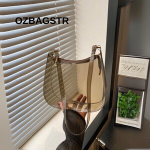Transparente PVC-Gelee-Umhängetasche - Wasserdichte minimalistische Tasche - Retro-Strand-Make-up-Reisetasche - Schicke, leichte, große Kapazität