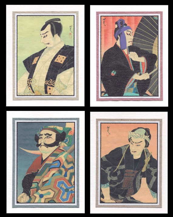 4 Blank Note Cards of Kabuki gcks015