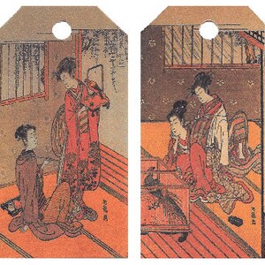 12 Shipping (Gift) Tags Ukiyo-e Bijin (Wimen) 006