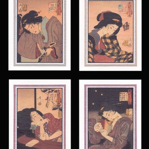 4 Blank Note Cards of Ukiyo-e Women by Yoshitoshi gccs024