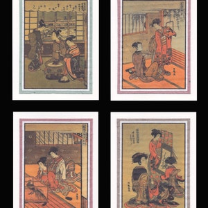 4 Blank Note Cards of Ukiyo-e Women gccs006