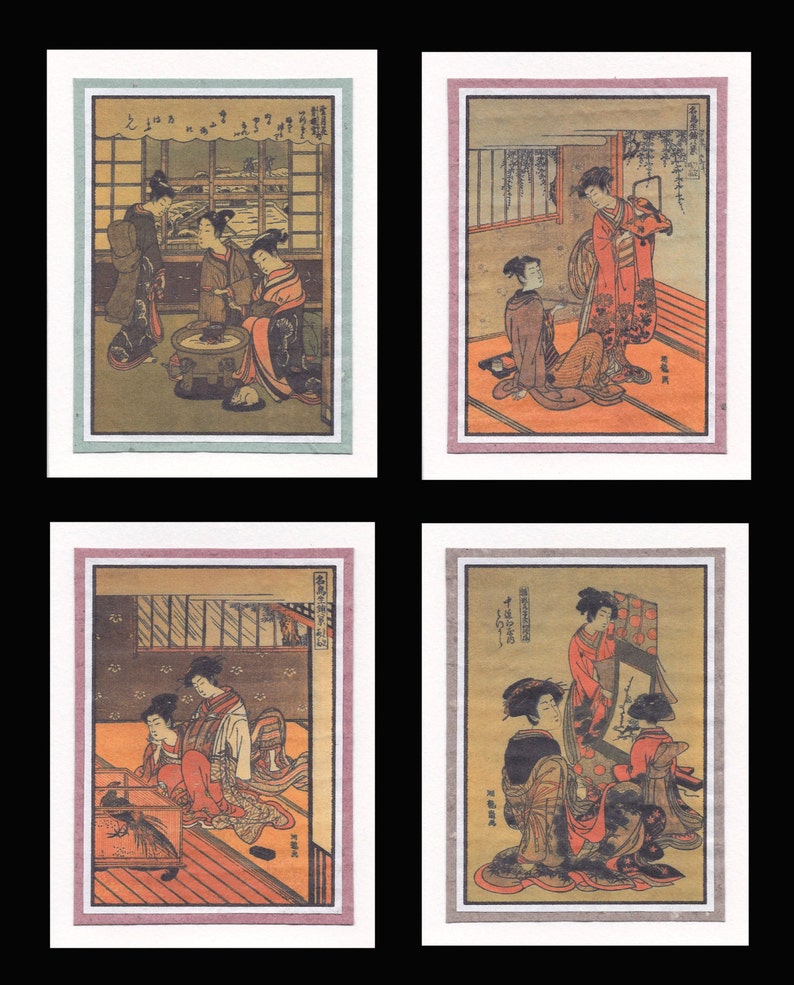 4 Blank Note Cards of Ukiyo-e Women gccs006