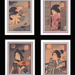 4 Blank Note Cards of Ukiyoe Bijin by Yoshitoshi gccs020