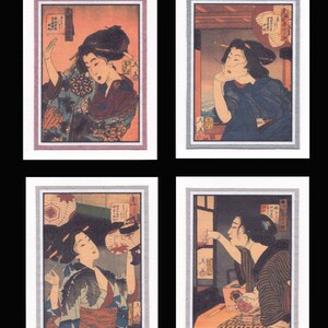 4 Blank Note Cards of Ukiyo-e Bijin by Yoshitsohi gccs023